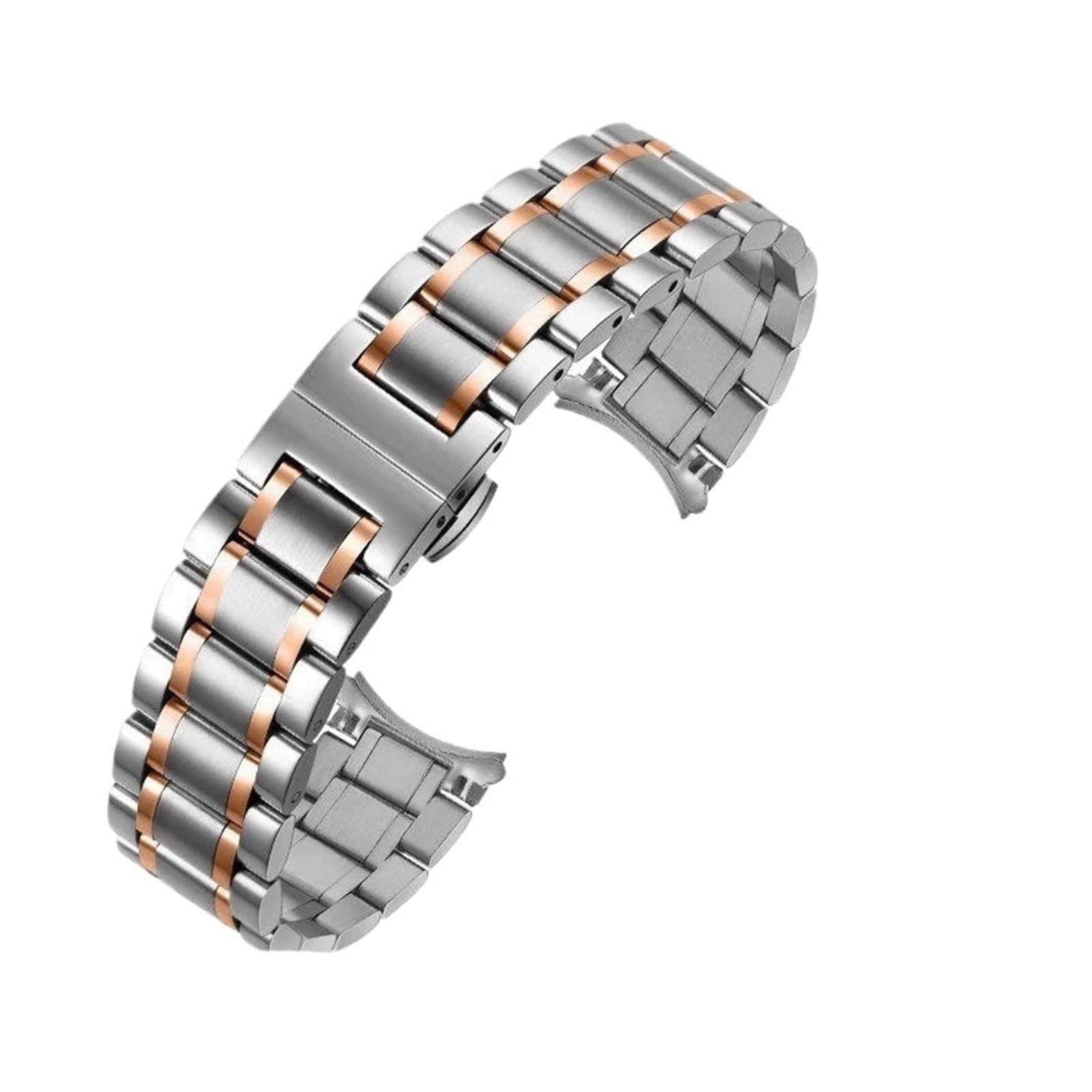 Curved End Solid Stainless Steel Watch Strap 12 14 16 18 20 21 22 24mm Butterfly Buckle Men's Women's Metal Strap