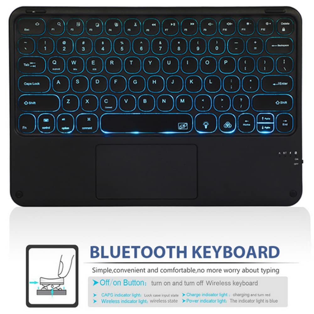 Étui clavier avec pavé tactile pour iPad Air 4ème génération 10,9" 2020, fin et léger [texture de tissu] avec clavier QWERTY rétroéclairé pour iPad Air 4ème génération, noir