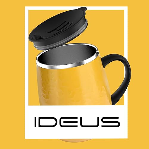 Miniatura 9 de Ideus Taza de café aislada de 16 onzas con asa y tapa, taza de café térmica al vacío de acero inoxidable de doble pared, taza de café de viaje para