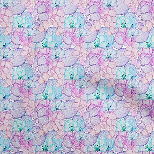 oneOone Rayon Aqua Blue Fabric Leaves & Clover Sewing Material Print Fabric By The Yard 56 Inch Wide