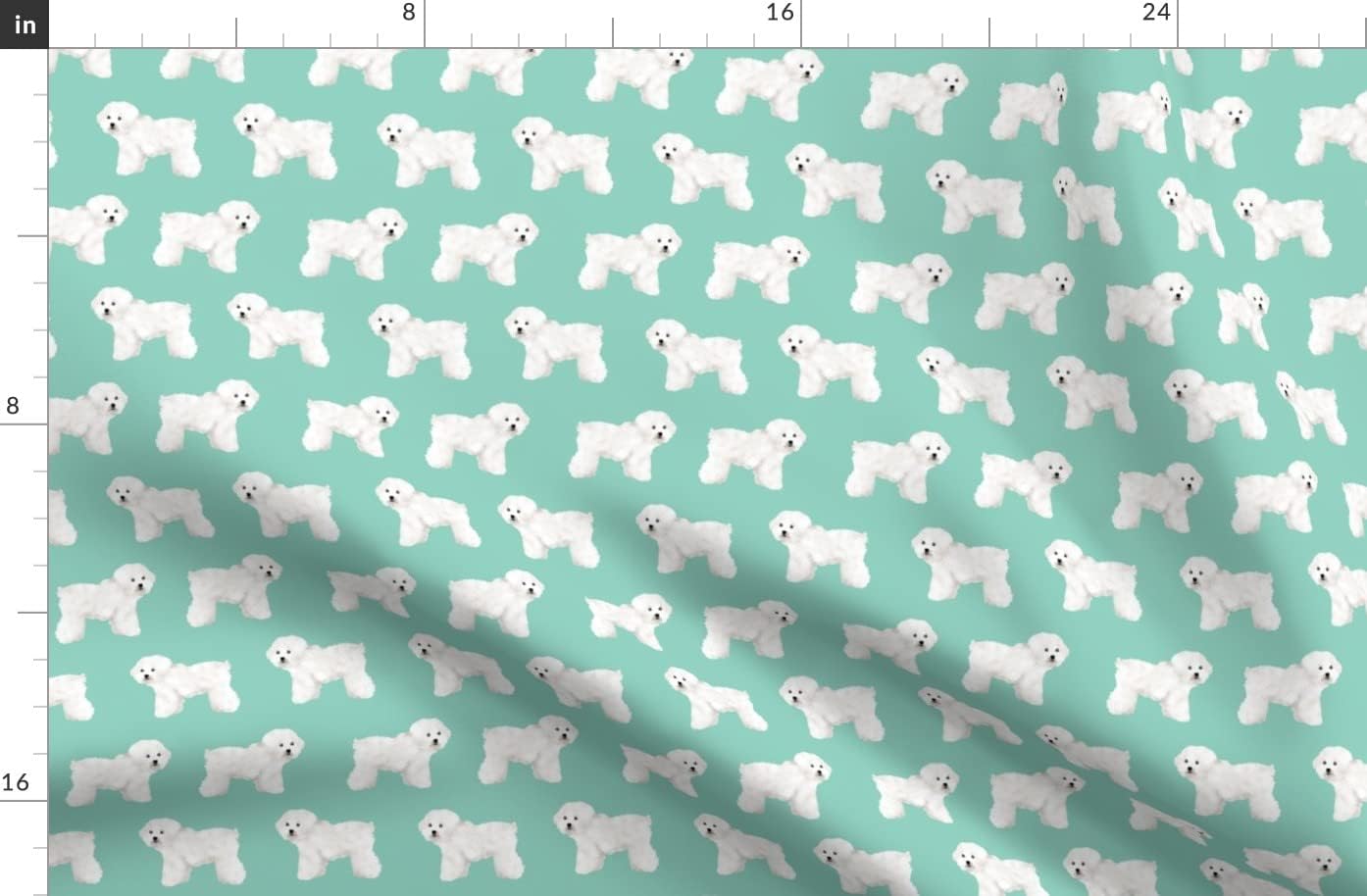 Spoonflower Fabric - Dog Print Mint Cute Breed Dogs Printed on Organic Cotton Sateen Fabric by The Yard - Sewing Quilting Apparel Home Decor