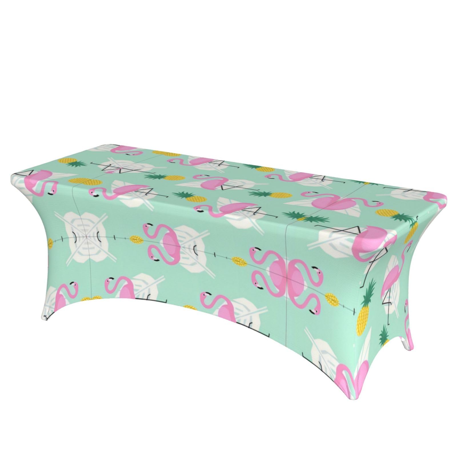 Nappe flamant rose ananas 1,8m avec housses de coin ajustables