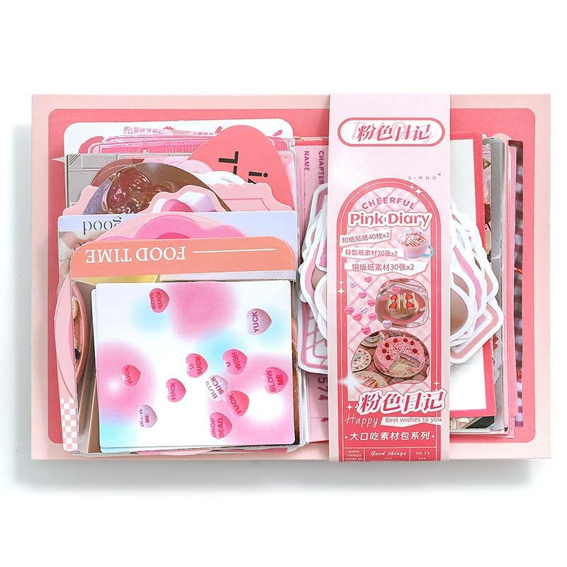 Alideco 200pcs Vintage Scrapbook Supplies Pack for Art Journaling Bullet Junk Journal Planners DIY Paper Stickers Craft Kits Notebook Collage Album Aesthetic Cottageco(fenseriji)
