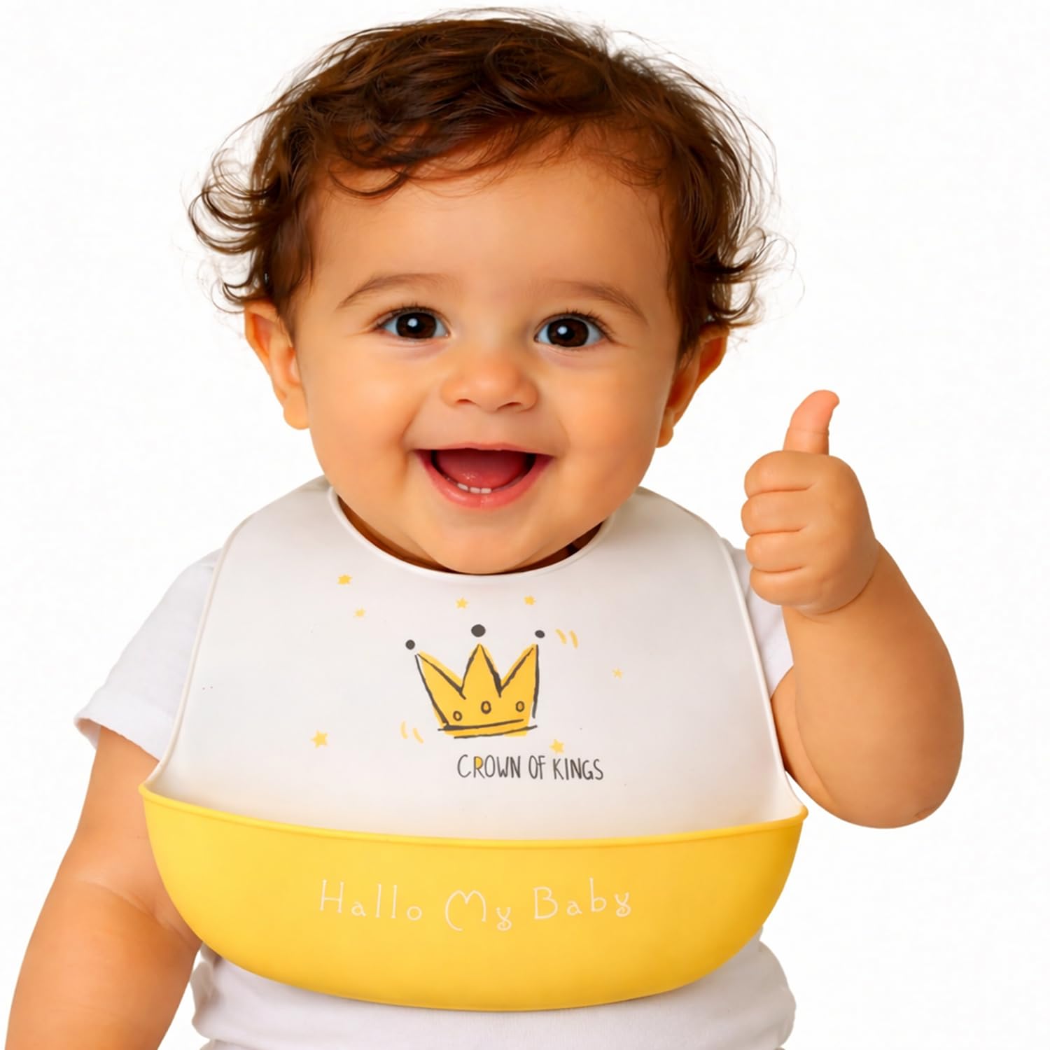 Silicone Bib for Baby Food Feeding BPA Free, Baby Apron Adjustable Straps With Food Pocket, Mess Free, Waterproof, Washable & Reusable Ideal for Babies 6 to 36 Months (White)-image-14