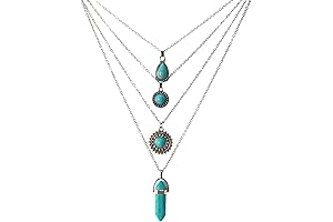 4 Pack Teal Layered Necklaces for Women Girls