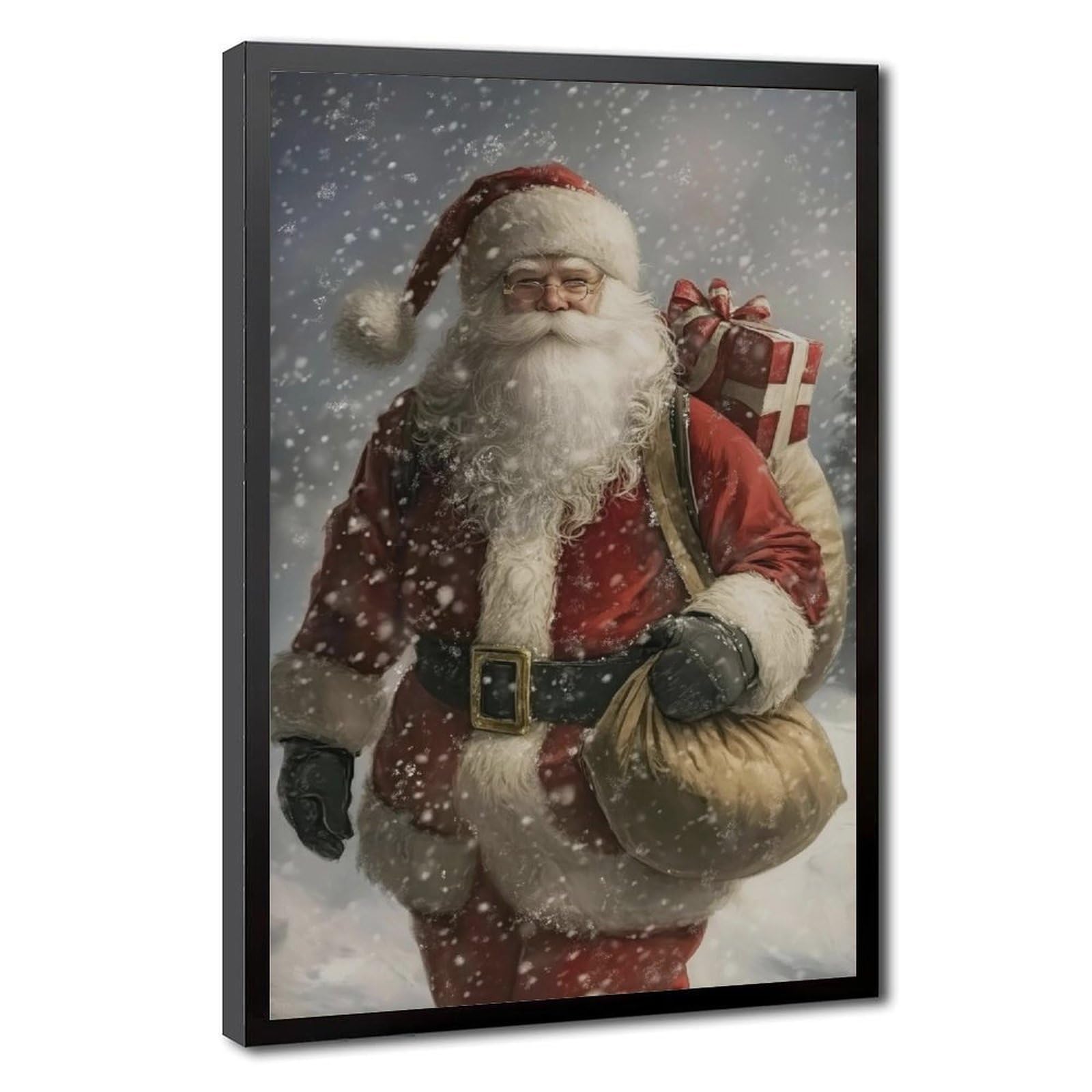 Bareronor Vintage Santa Claus Canvas Poster for Office Decor Gift
