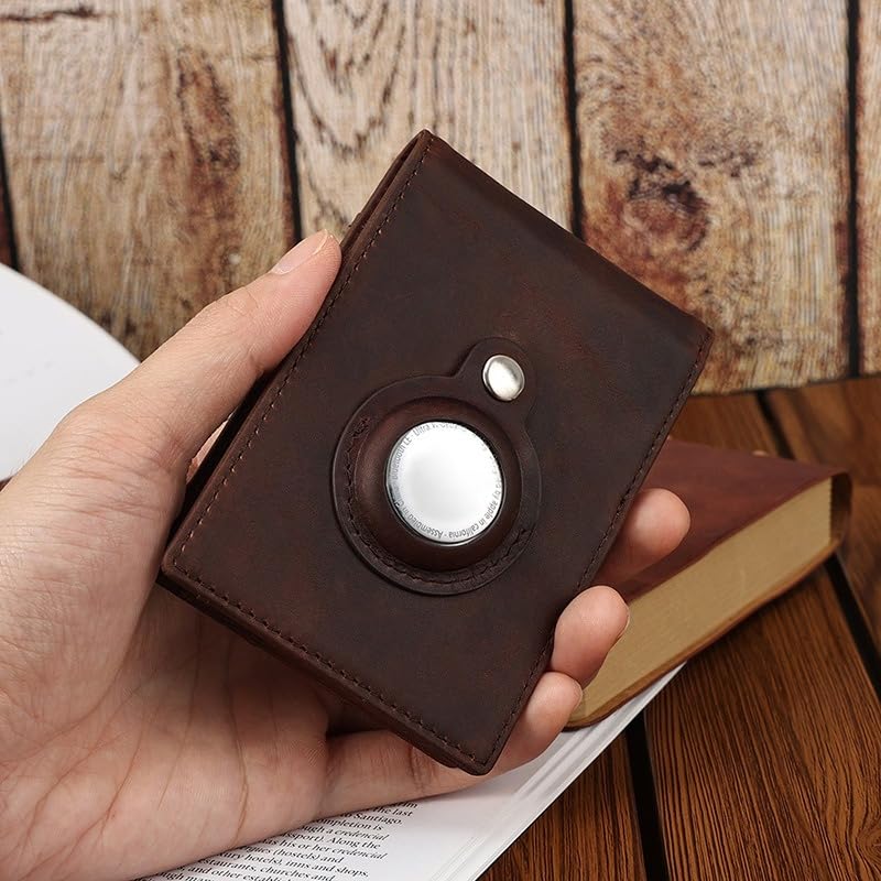 Genuine Leather Wallet for Men RFID Blocking Slim Bifold Minimalist Front Pocket with Money Clip Thin Design (Coffee)2