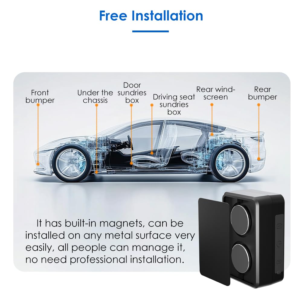 Micro Localizzatore GPS Tracker per Auto Moto Anziani, Mini GPS Spia 1500mah Posizionamento ogni 10 Secondi Antifurto Allarmi Magnete Potente Tracciamento Globale in Tempo Reale