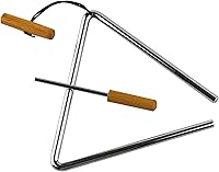 Vista 4 de Musfunny Triángulo de percusión manual con percutor, triángulos de acero de ritmo instrumento musical (20.32 cm)