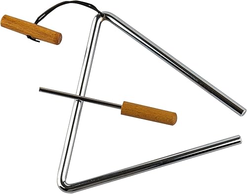 Vista 4 de Musfunny Triángulo de percusión manual con percutor, triángulos de acero de ritmo instrumento musical (20.32 cm)