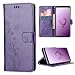 Samsung S9 Case,Galaxy S9 Wallet Case,FLYEE Flip Case Wallet Leather [Kickstand] Emboss Butterfly Flower Folio Magnetic Protective Cover with Card Slots for Samsung Galaxy S9 5.8 inch Purple