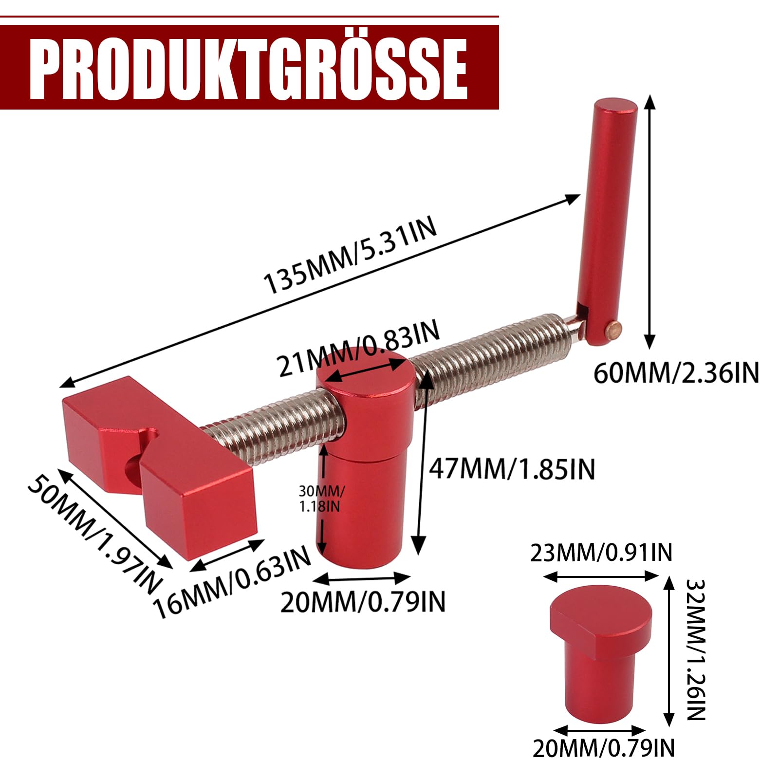 Lot de 2 pinces pour établi de table avec 4 pinces de banc pour chiens - Pour crochet de banc - Trou de 20 mm - Pour le travail du bois - Fixation rapide en laiton