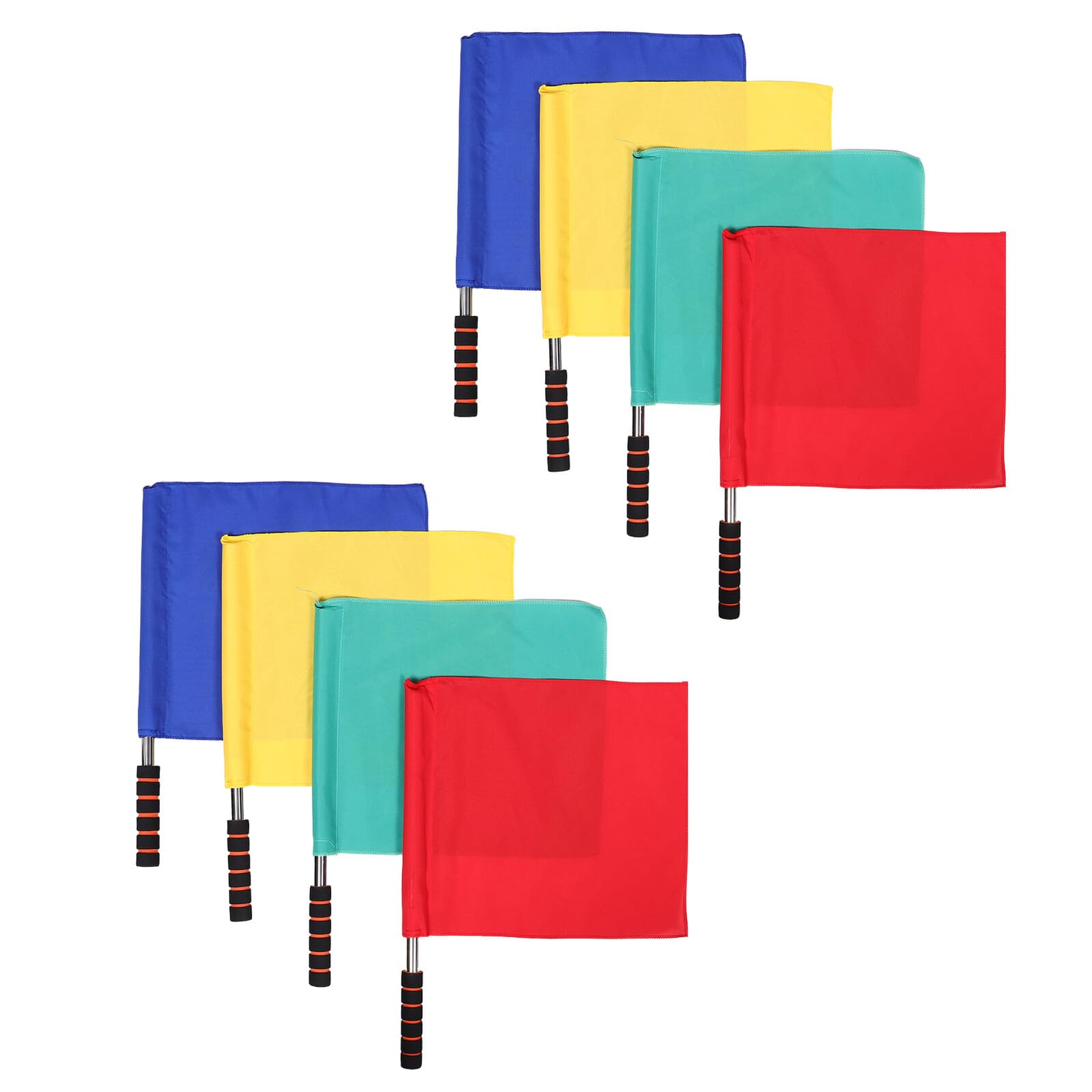 Zerodeko 8 piezas Banderas de Árbitro Multicolor con Mango de Acero Inoxidable para Fútbol y Vóley Equipo Ligero para Jueces de Línea Señales Claras y Resistente Condiciones Climáticas