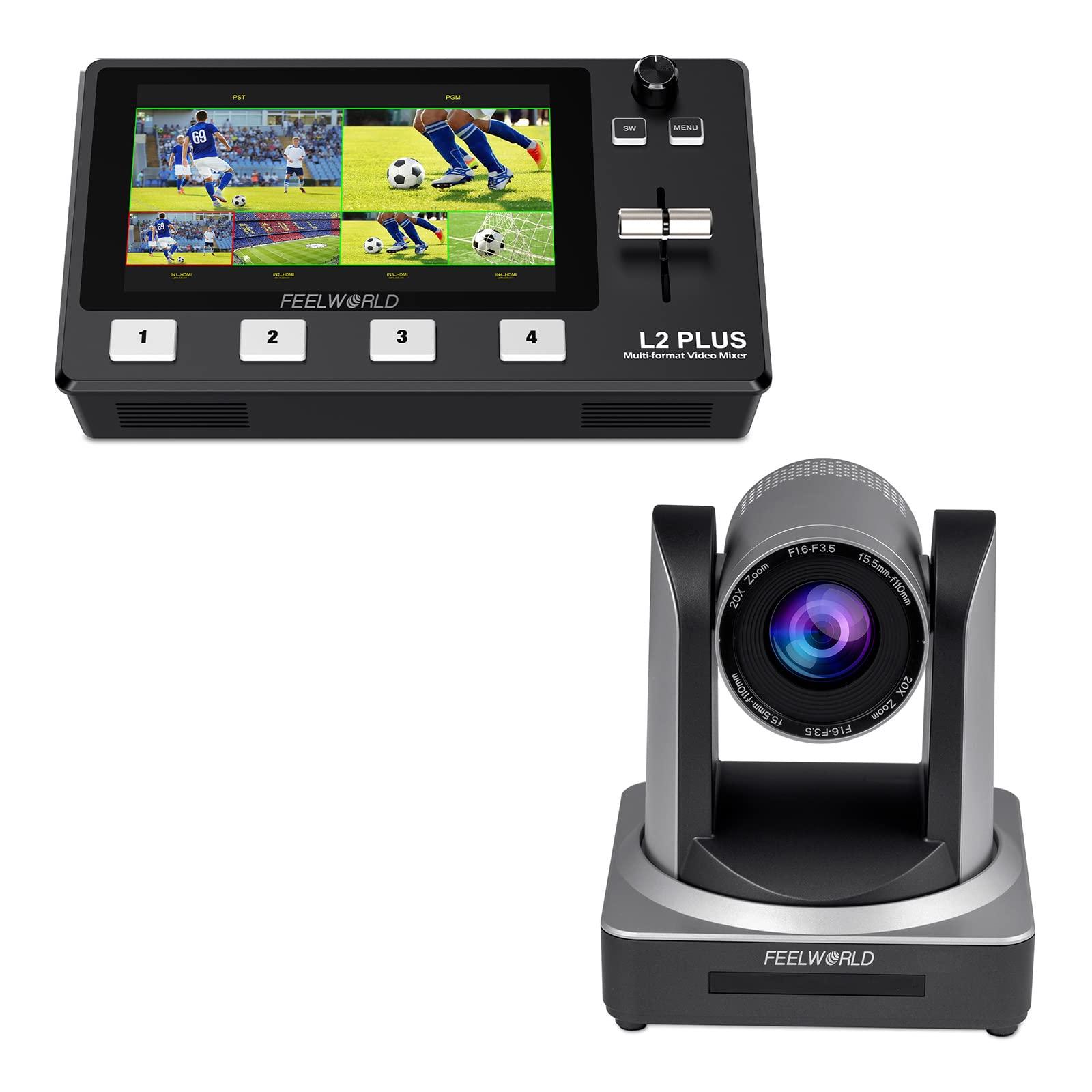 FEELWORLD L2 Plus Video Switcher and POE20X PTZ Camera Bundle