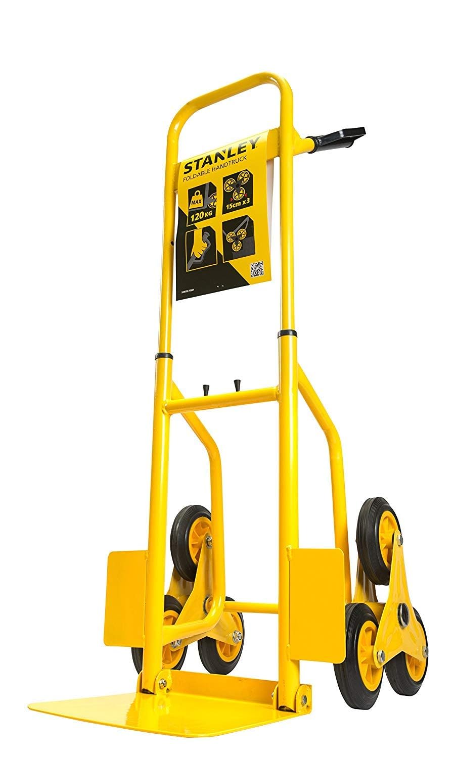 Stanley FT521 Diable Pliant - Chariot de Transport avec 6 Roues de Diable - Max. Capacité de Charge 120KG - Métal - 68 x 49 x 113 CM - Pliable