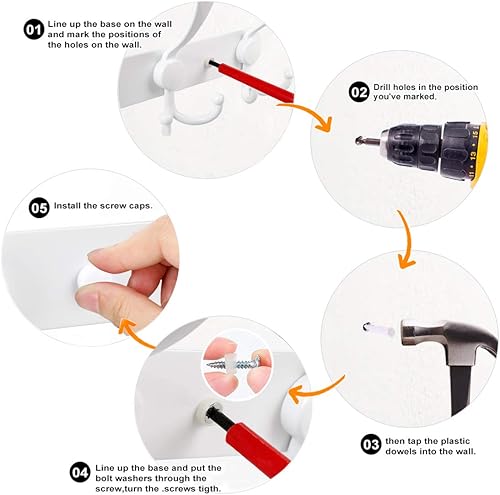 Miniatura 7 de Perchero de pared con 5 ganchos de tres puntas, de PHINGEER, resistente, de acero inoxidable con gancho, decorativo, para colgar abrigos, chaquetas,