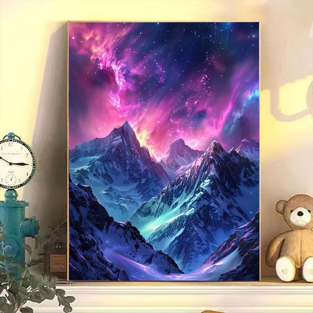 DIY Malowanie po numerach dla dorosłych zestaw, Aurora Purple Plains do malowania Kolorowanki Liczby Akrylowe Farby z Pędzelkami, Dla Początkujących i Dzieci w wieku 70x90 cm D7SS-881