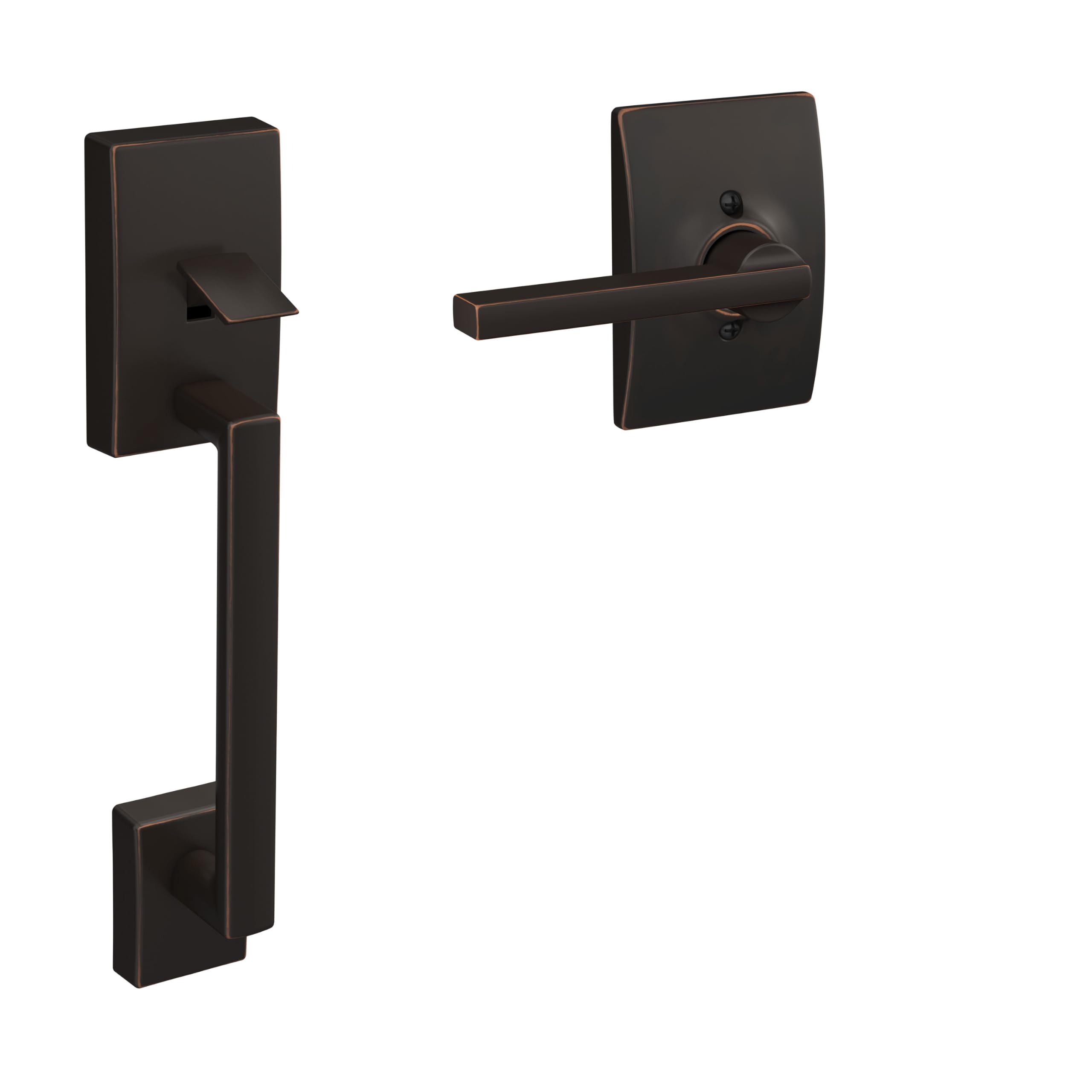 SCHLAGE Century Lower Half Entry Handleset, Latitude Lever, Aged Bronze
