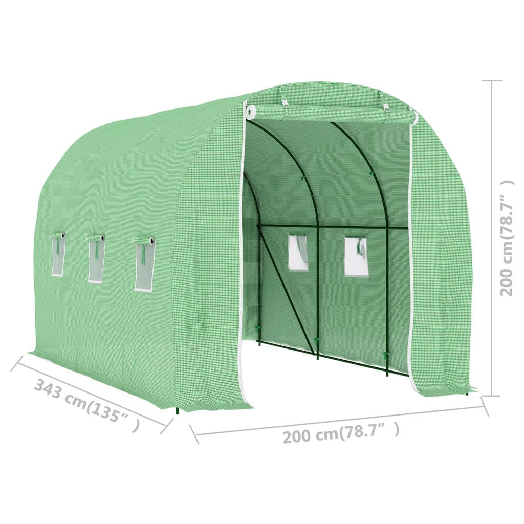 vidaXL Serra Vivaio Orto Giardinaggio Riparo per Piante Frutteto Domestico Aiuola Arredo Struttura Tunnel Giardino in Acciaio 3,43x2x2 m