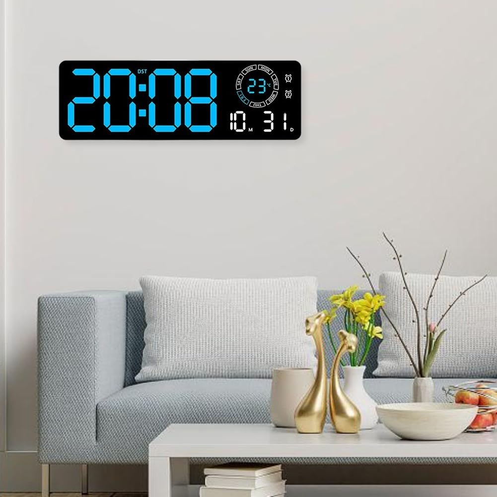 Horloge murale numérique LED pour chambre avec double alarme et veilleuse