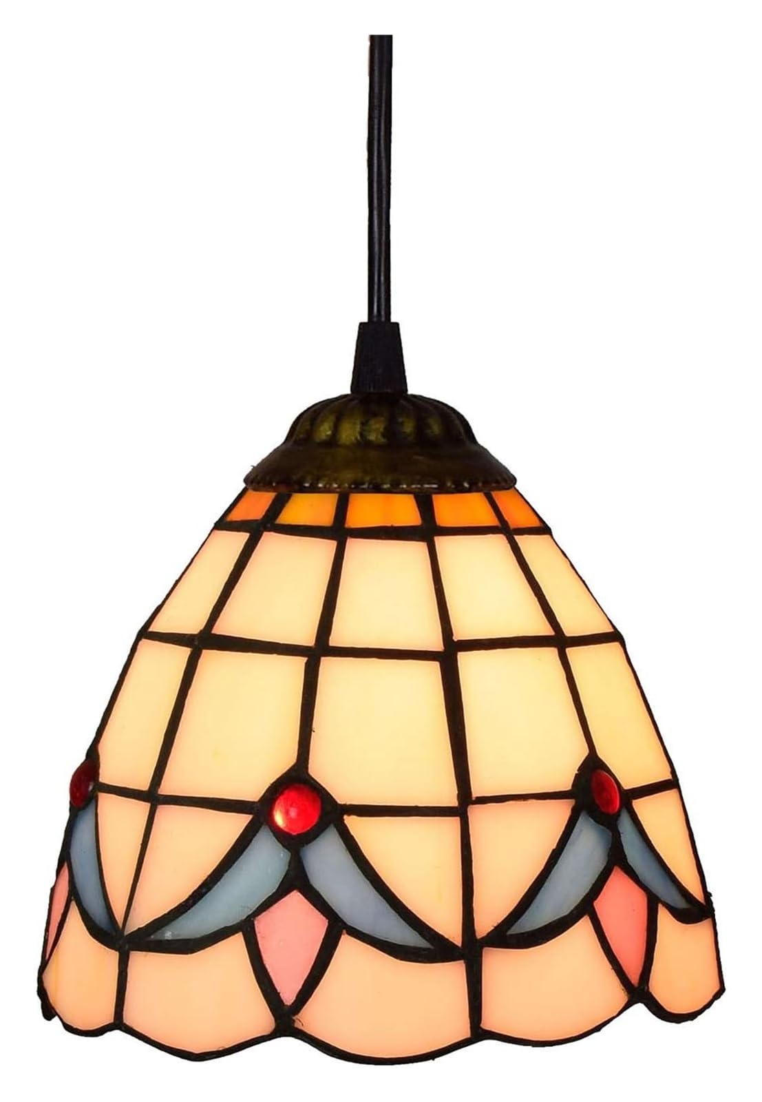 METTEOR Ceiling Lamp Ceiling Stained Glass Chandelier 6-" Tiffany Style Small Pendant Light Magnolia Glass Pendant Lamp,Ceiling Hanging Lamp Fixture