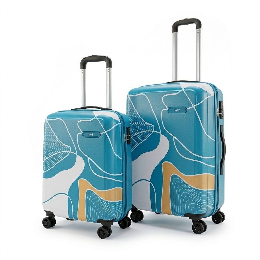skybags Paradise Set of 2 | 55+65 | Small and Medium | Hard Luggage | 8 Wheel | Scratch Resistant | Combination Lock with Sturdy Anti-Theft Zipper | 5-Year International Warranty (Blue)-picture-46