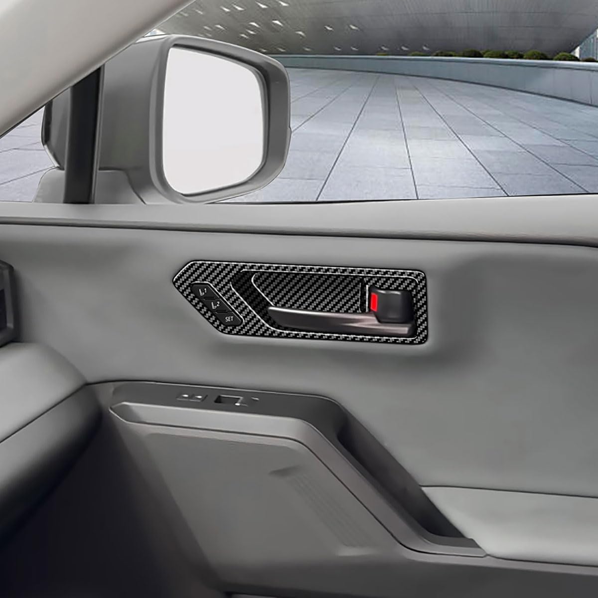 Inner Door Handle Bowl Panel Cover Compatible with Toyota New RAV4 2026 2027+ Inner Door Decoration Trim Car Accessories ABS 6PCS(Carbon Fiber Style)