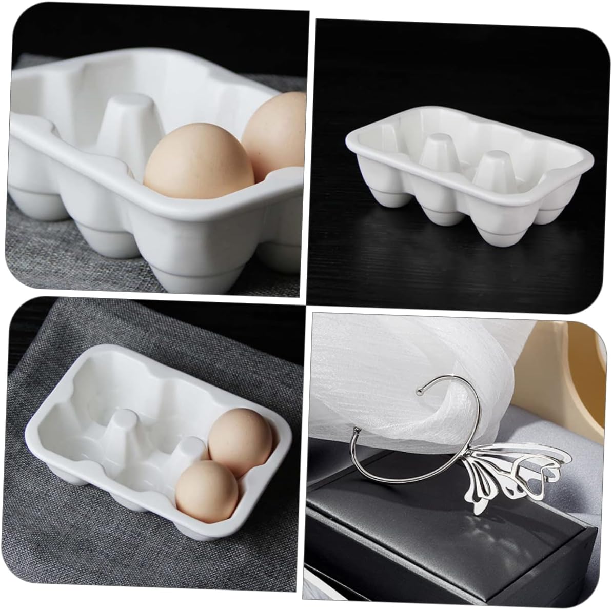 6grids Refrigerator Holder Porcelain Container for Safe Storage for Easter Display Easy to Clean Design for Kitchen Organization
