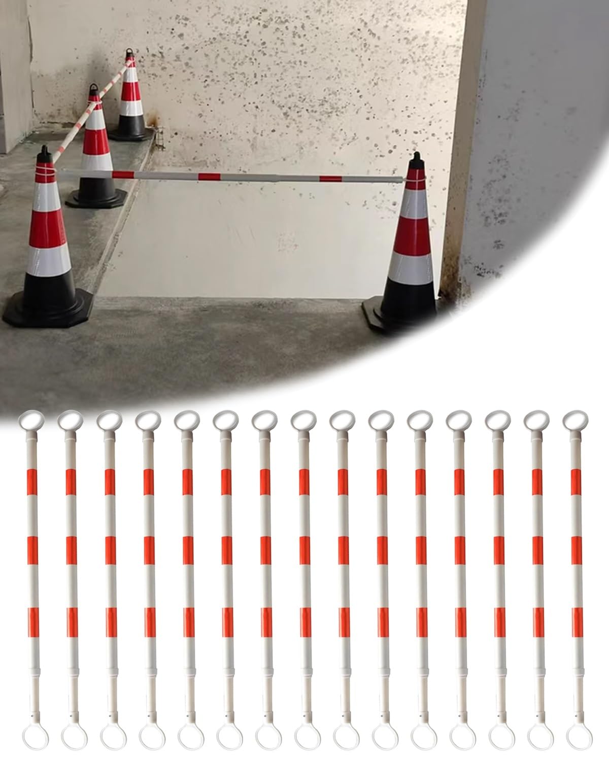 GDMDPTE Traffic Barricade Expandable Reflective Barrier Cone Bar Connectors for Parking Road Construction, Temporary Use