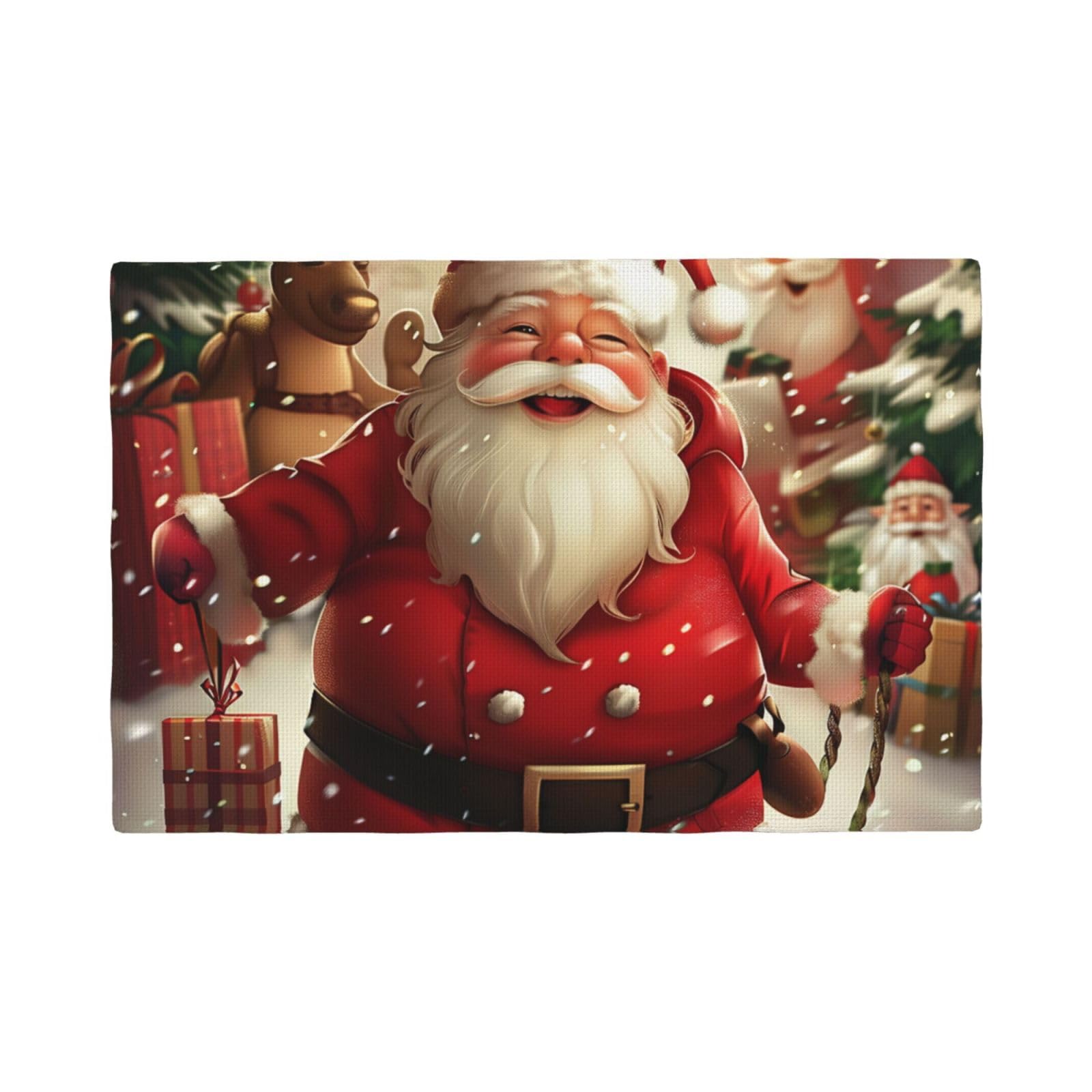 Merry Christmas Print Placemats Set, Heat Resistant Washable Placemat 12x18in Table Mats for Party Kitchen Dining Table Decoration Indoor Outdoor, Six Piece