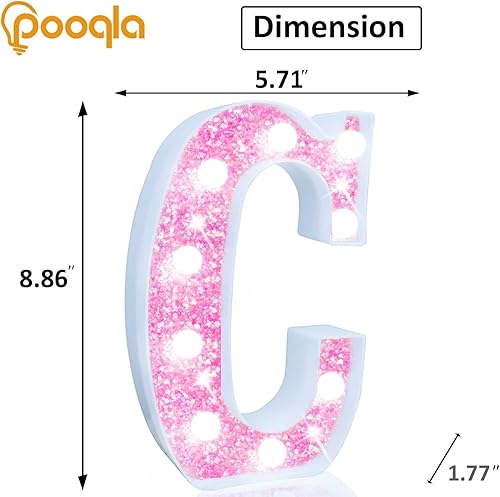 Miniatura 42 de Pooqla - Luz de números con iluminación LED rosa, funciona con pilas, con brillantina, para decoración de fiestas de cumpleaños y hogar Blanco cálido