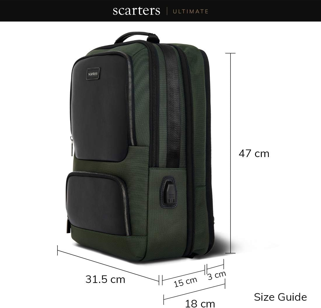 Hottest Sales Scarters | Ultimate Laptop Backpack for Business Travel with USB Charging Port in Water Resistant Durable Fabric, Fits Up to 15.6 inch Computer, Trendy College School Student Gift Casual Daypack: Zenith ~ Olive Green & Black