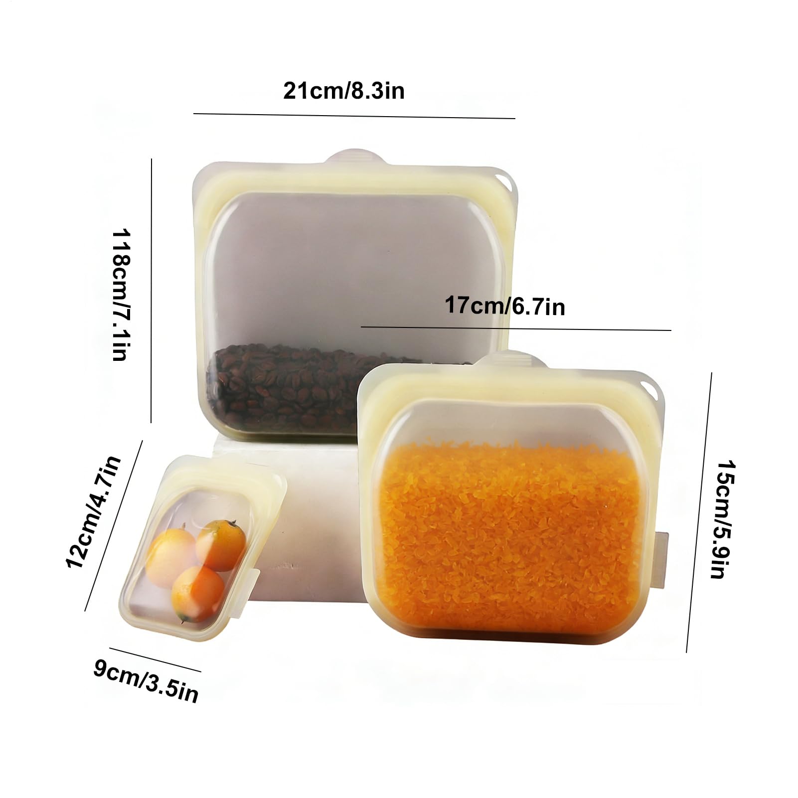 Bolsa de Alimentos Reutilizable 3 unidades reutilizables para sándwiches | Bolsas herméticas para alimentos para Preparación de Comidas, Almuerzo, Viaje, , Carne, Queso, Verduras, Fruta