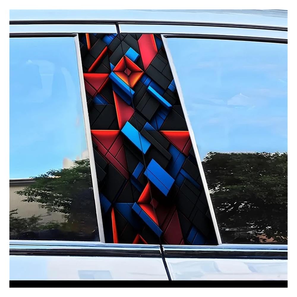 Dabhuoc One Color Car Parts 2Pcs Car Center Pillar Protection Stickers Geometric Pattern Scratch Resistant Film