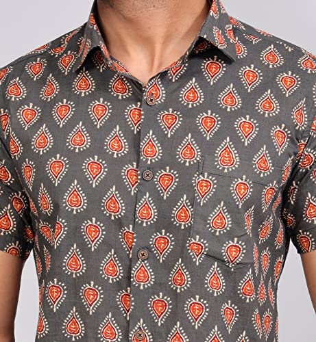Image of Cotton Hand Block Sanganeri Print Shirts for Men