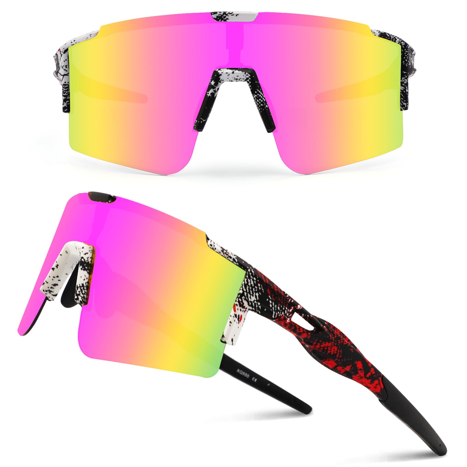 DUDUKING Gafas de sol deportivas para hombre y mujer, con impresión de transferencia de agua, para deportes al aire libre, ciclismo, correr, para running, golf, protección UV 400, gafas de béisbol