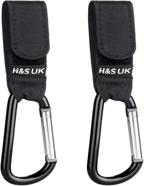 H&S 2 x Buggy Clips Hooks Pram Clips Changing Bag Holder for Pushchair Stroller Shopping Bag Handbag