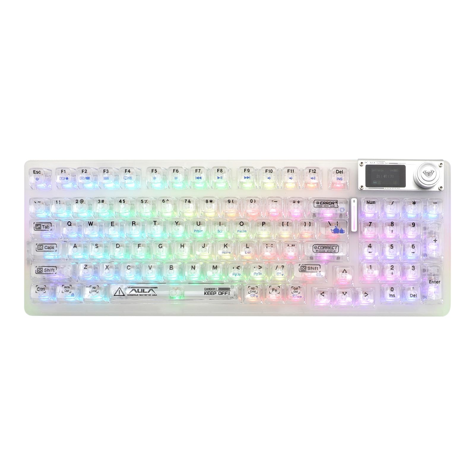 Amazon | OUSEITECH×AULA F98pro V3ゲーミングキーボード 透明