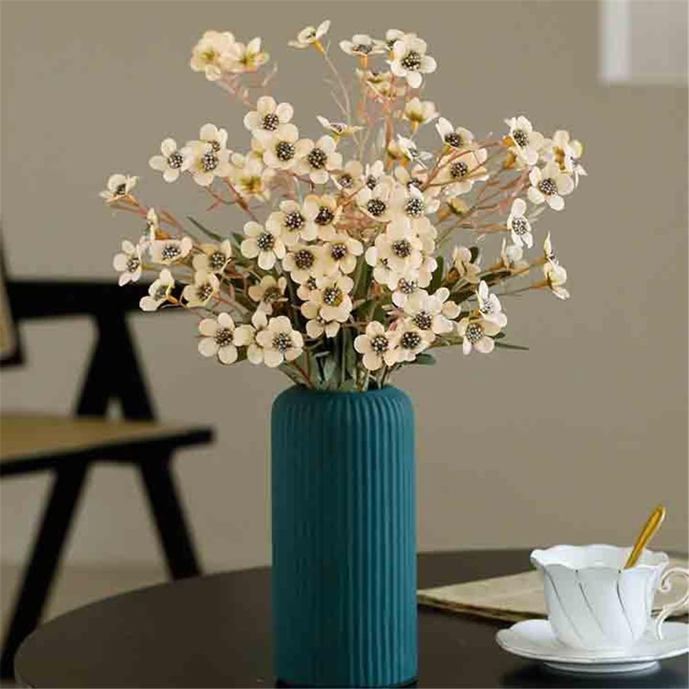 Sztuczne kwiaty White Ceramic Vase Yellow Small Plum Fake Flowers Simulation Flower Arrangement Indoor Sztuczne kwiaty