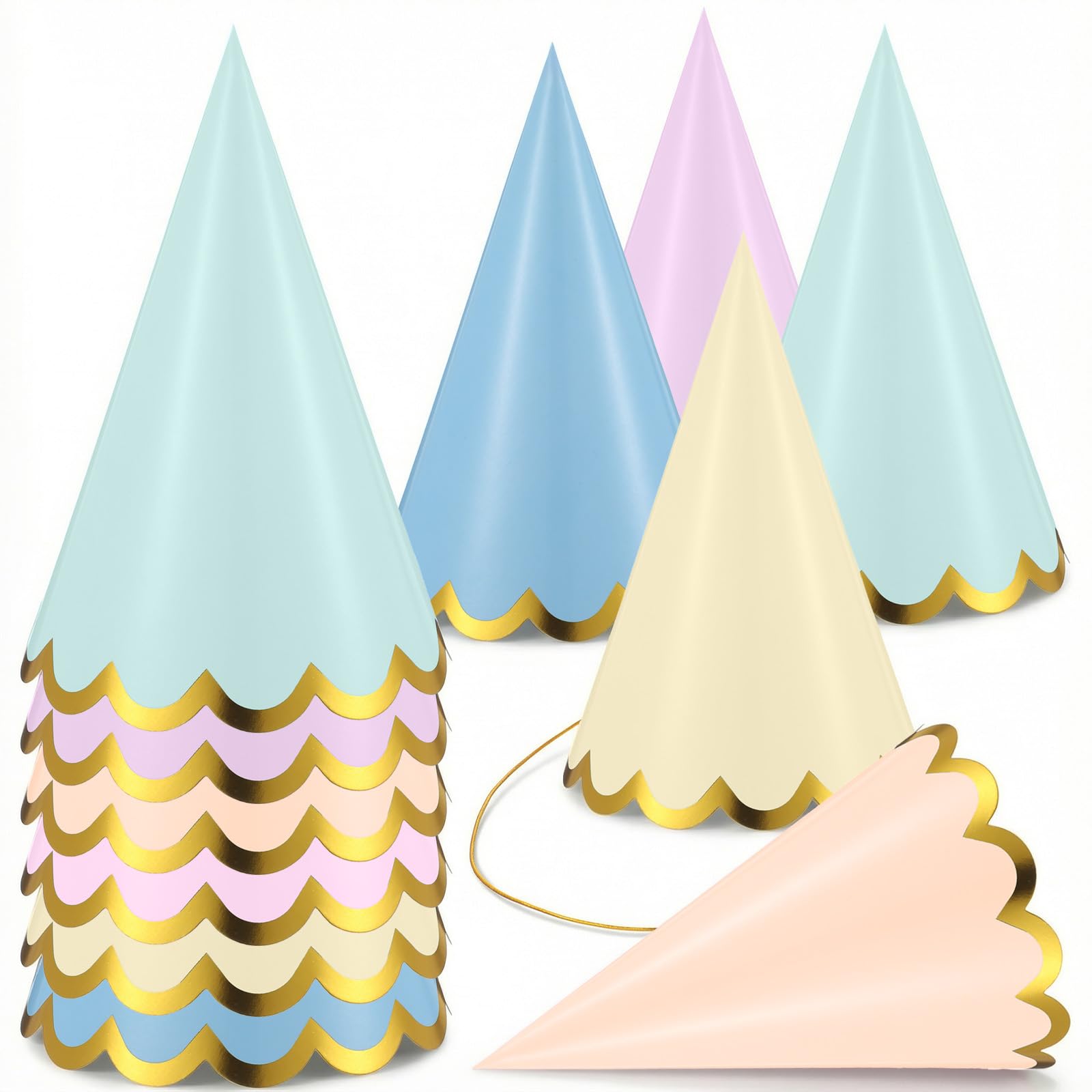 oruola 24pcs Birthday Party Hats, Kids Party Hats with Elastic Cords
