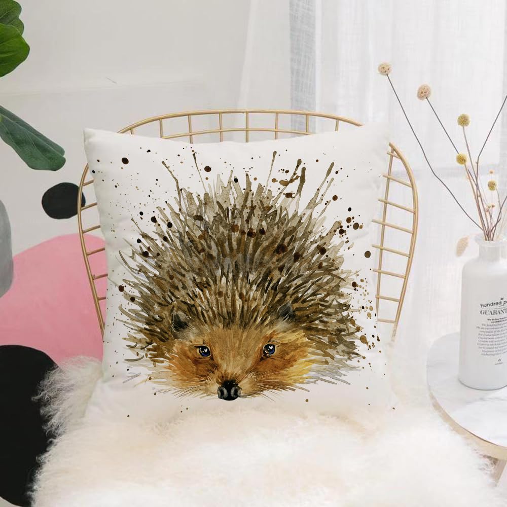 HYMSXW Cushion Cover,Throw Pillow Case Home Decorative for Living Room Bedroom Sofa Chair 20X20 Inch,hedgehog T-shirt graphics hedgehog illustration with splash watercolor textured,Pillowcase 50X50cm