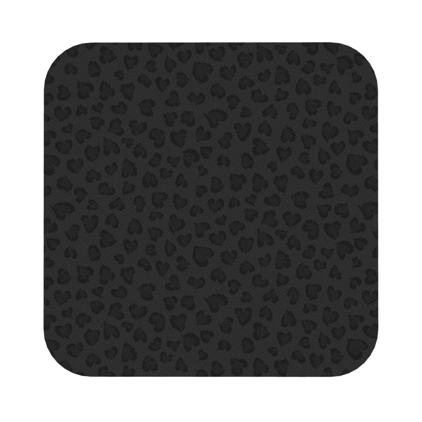 Leopard Pattern PU Leather Coasters Set of 6 Square Drink Coasters