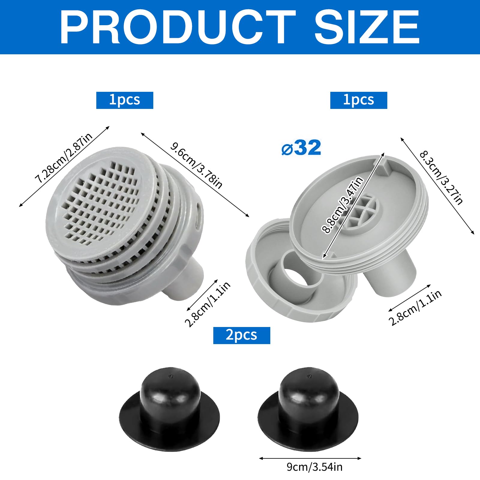 Conector de Filtro de Piscina,Conector de Chorro de Agua para Piscina 32mm,Accesorios de Piscina,Filtro de Salida de Piscina,Conector del Colador de la Piscina,para Piscina sobre
