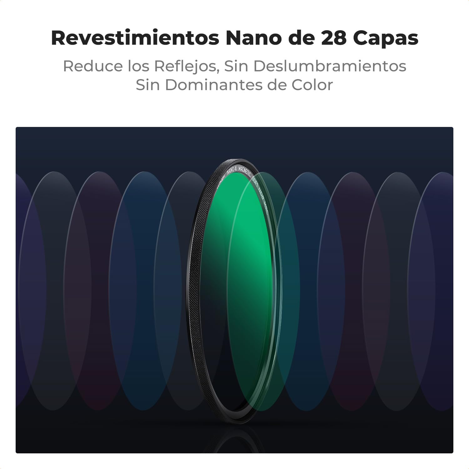 K&F CONCEPT Nano-Xcel Pack de Filtros Magnéticos 72mm GND8+ND8+ND64+ND1000+Anillo de Adaptador Magnético