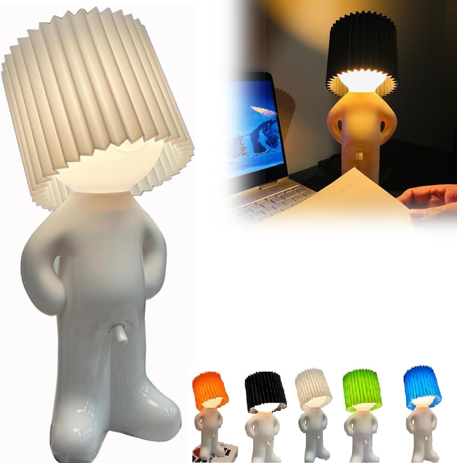 Shy Boy Desk Lamp, Creative and Charming Bedroom Night Light, Cute Boy Night Light,for Christmas and Valentine's Day (White, Standing)