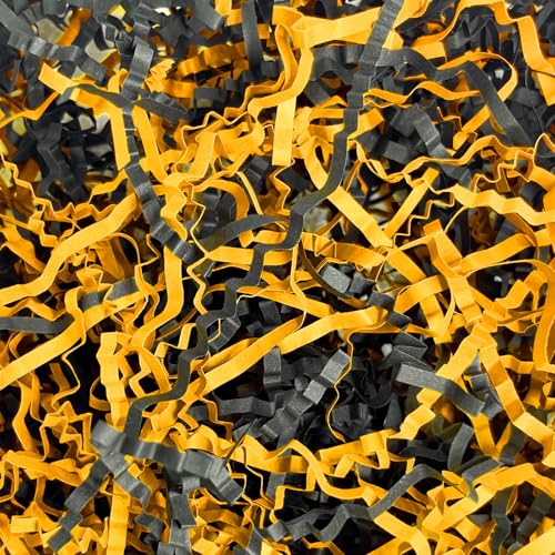 Image of ZEBMOON 2 LB Black Gold Crinkle Cut Paper Shred Filler Great for Gift Wrapping, Basket Filling, Birthday, Wedding, Halloween, Thanksgiving, Graduation, New Year Party Decorations Filling Supplies