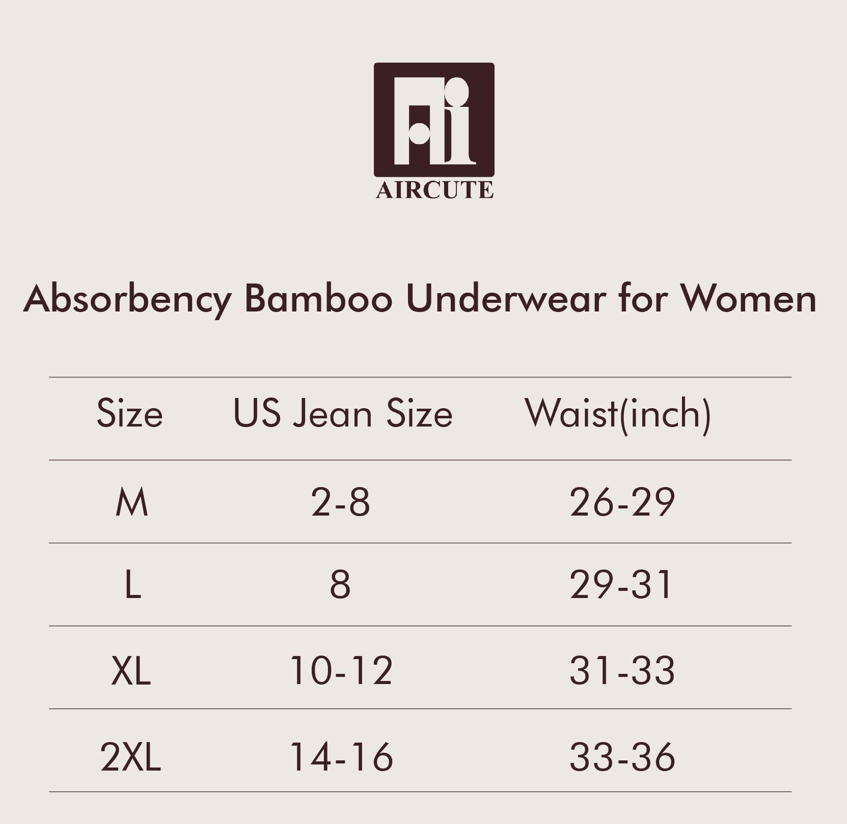 AIRCUTE Wiederverwendbare saugfähige Harninkontinenz-Unterwäsche für Damen, atmungsaktiv, schützende Höschen gegen Auslaufen, 57 g, 3 Stück