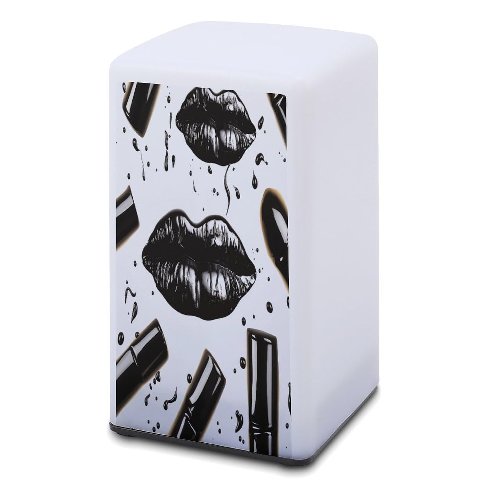 SKTNBM Small Desk Lamp,Cool Black Lipstick Lips Print Portable Desk Lamp,Battery Operated Table Lamp,Desk Lamps for Home Office