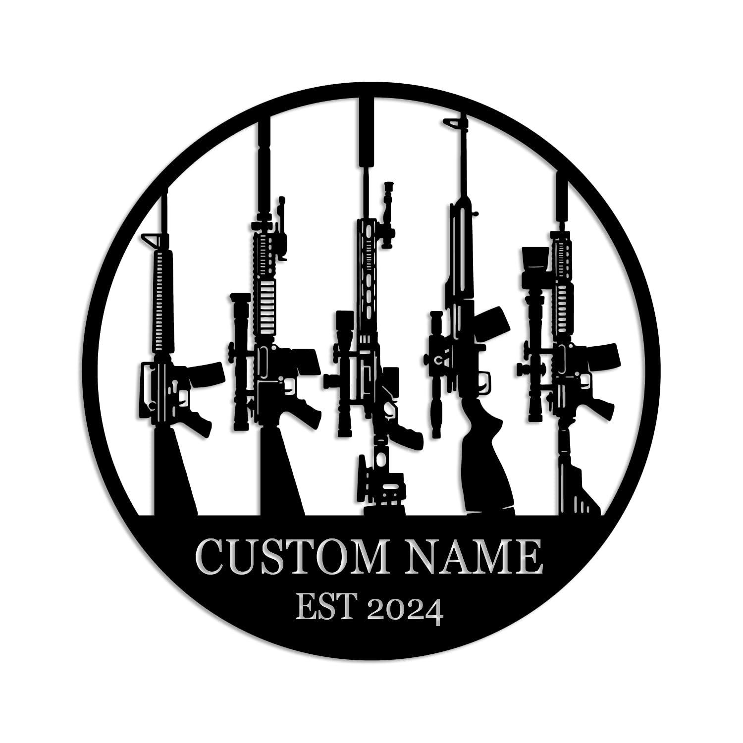 Kissesuu Style E Custom Gun Metal Sign, Personalized Guns Pistols Shotguns Name Metal Signs,Gun Metal Wall Art, Army Gift, Veteran Gift, Gun Room Sign, Armory Decor, Gun Gift, Gun Owner Gift, Gift For Him (Style E)