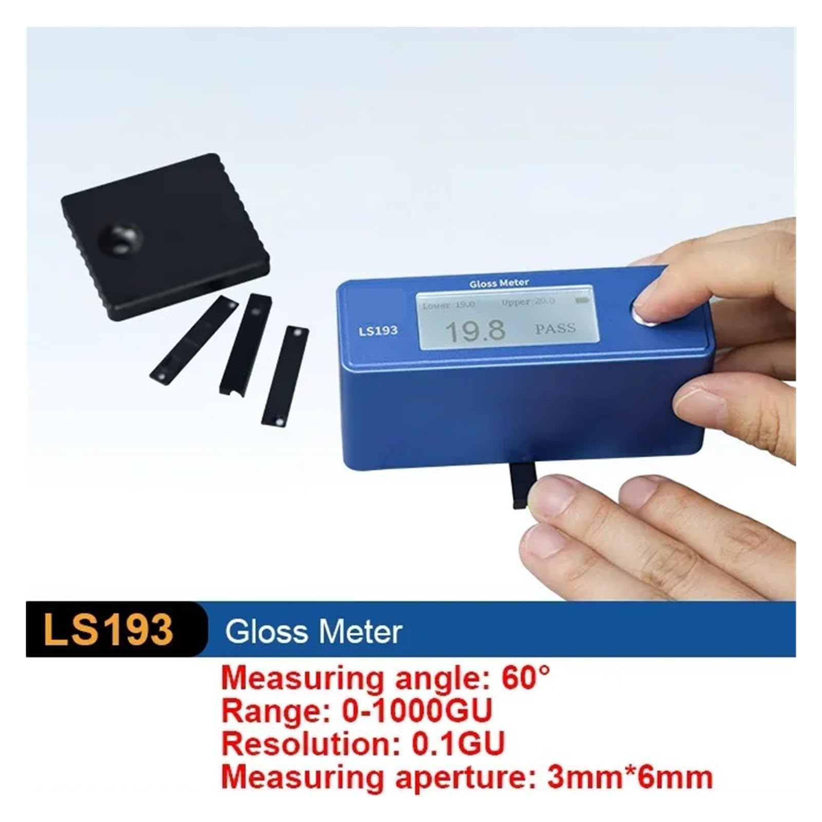 Probador de brillo de pulido LS193 60° Digital Brillómetro 0-1000GU 0.1GU | Microapertura for pintura Piedra Plástico Mármol Cuarzo